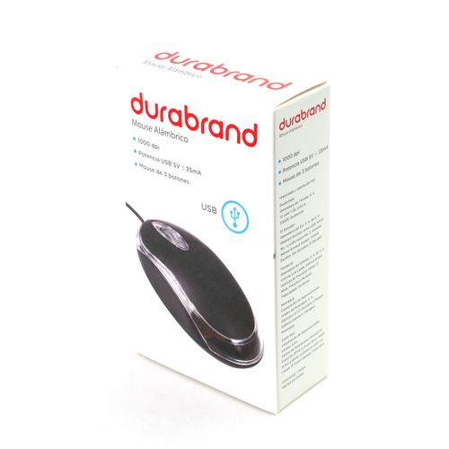 Mouse Durabrand Alambrico 3 Botones 1000Dpi Modelo INT-WDM2BL