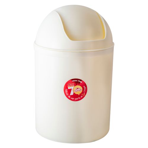 Basurero Swing Pequeño C/Tapa (6 L) Guateplast Marfil Tr 0