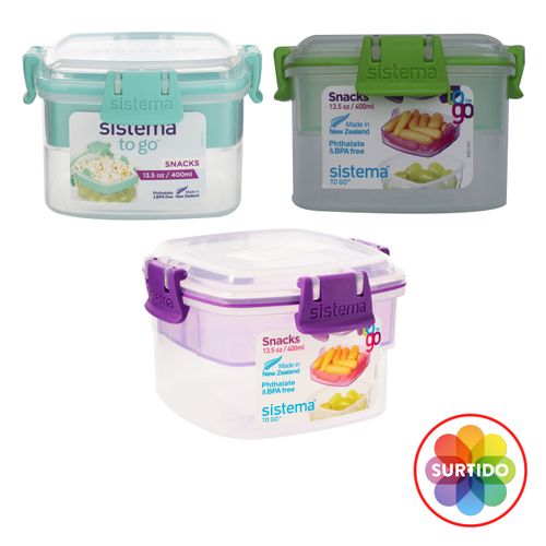 Recipiente Hermético Para Snaks Sistema Plastics Togo - 400Ml