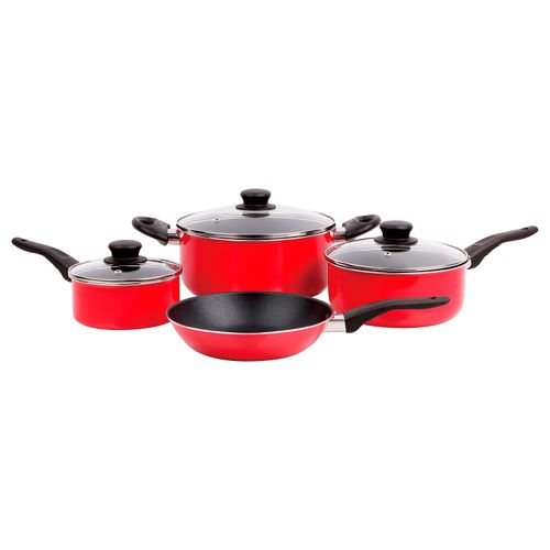 Batería Cocina 7Pcs Roja Mainstays