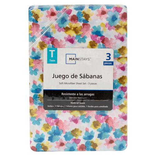 Set De Sabanas Mainstays Individuales Acuarela