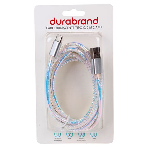 Cable Durabrand USB A tipo C color gris 2 m