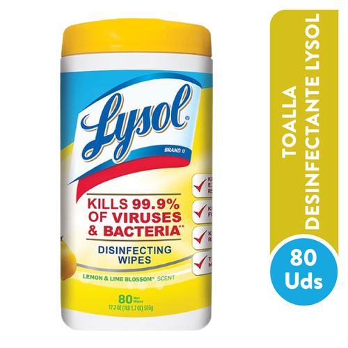 Toallitas Desinfectantes Lysol Para Superficies Citrus -80 Unidades