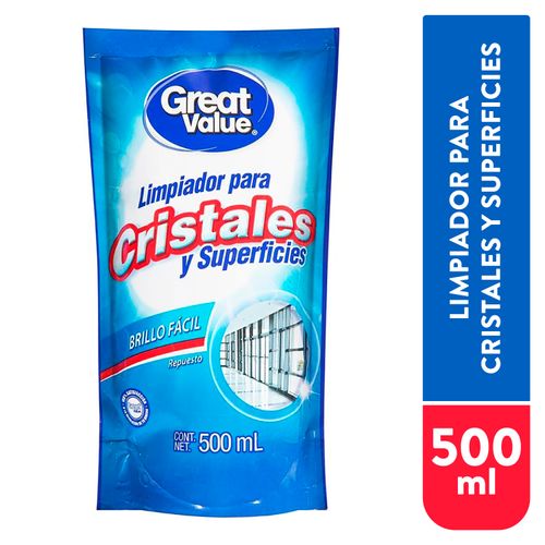 Limpia Vidrios Great Value Pouch 500Ml