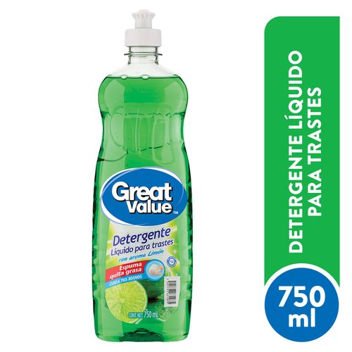 Lavaplatos Líquido Great Value Aroma Limón - 750ml