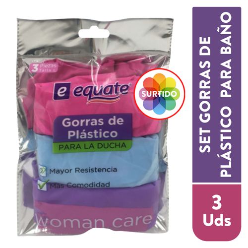 Gorras Equate De Plástico Para La Ducha Set 3 Piezas