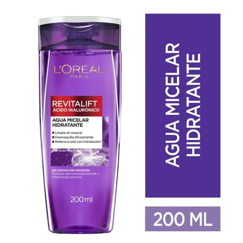 Agua Micelar Hidratante L'Oréal París Revitalift Ácido Hialurónico -200ml