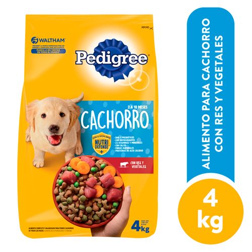 Alimento  Pedigree con calcio para perros cachorros sabor res con vegetales - 4 kg