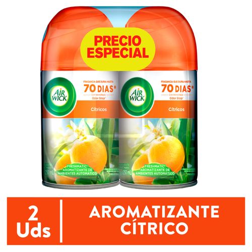 2 Pack Aromatizante Ambiental Air Wick Freshmatic Citrus Repuesto - 250ml