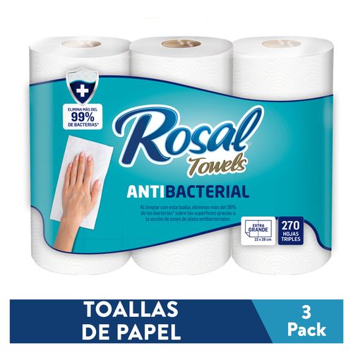 Toallas de papel Rosal antibacterial 3 pack - 1160.3 g