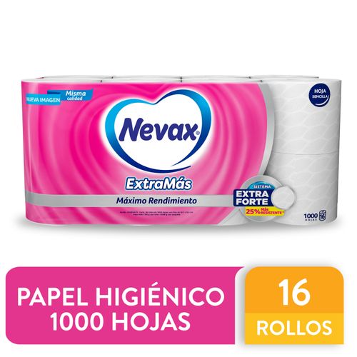 Papel higienico Nevax aloe 16 rollos 1000 hojas 1 capa - 3090.16 g