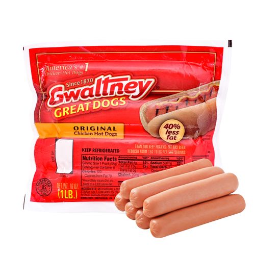 Salchicha Gwalney great dogs de pollo - 454 g