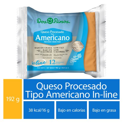 Queso Dos Pinos Procesado Tipo Americano In Line 12 Unidades -192 gr