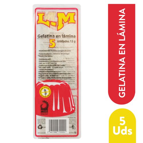 Gelatina En Lámina L-M 5 Unidades - 12Gr