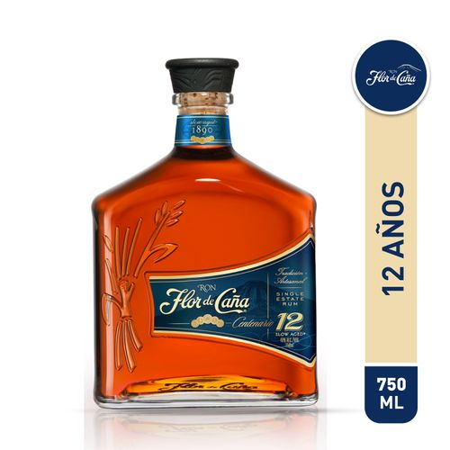 Ron Flor De Caña centenario añejo 12 años - 750 ml