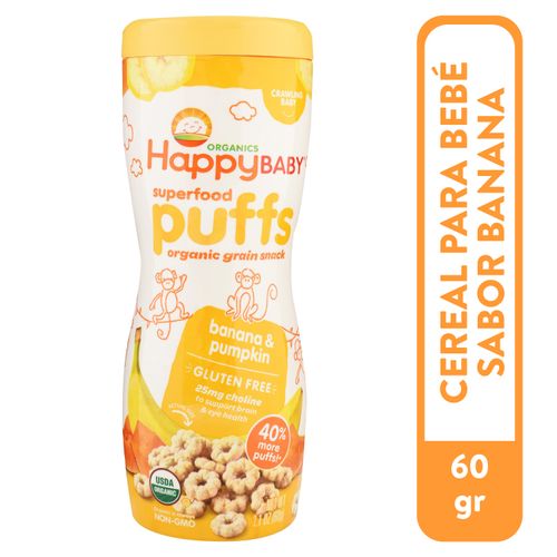 Happy Baby Puff Organico Banano Ayote - 60gr