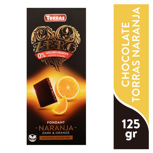 Chocolate Torras zero negro con naranja - 125 g