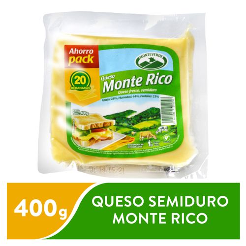 Queso Monte Rico Monteverde Rebanado - 400gr