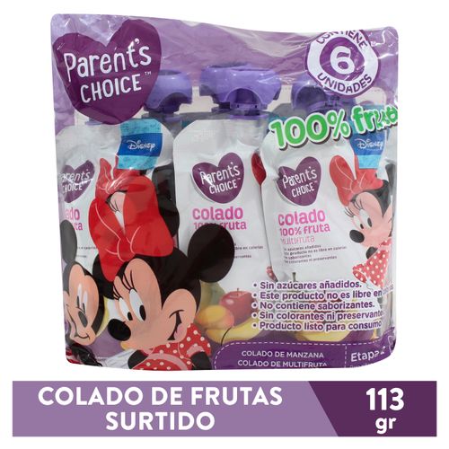 6 Pack Colado Parents Choice Surtido Frutas -113gr