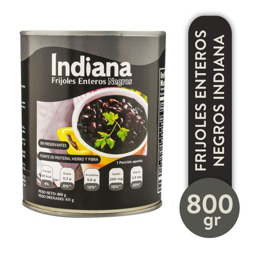 Frijol Indiana Negro Entero Enlatado - 800 g