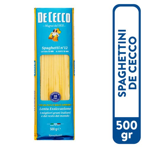 Pasta De Cecco spaguetti no.12 empaque - 500 g