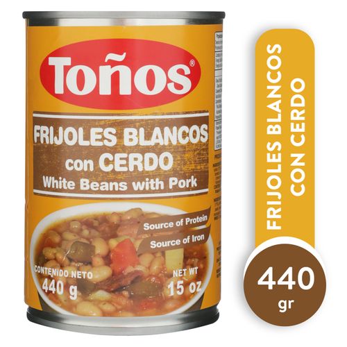 Frijol Toños entero blanco con cerdo enlatados - 440 g