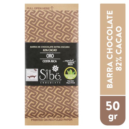 Chocolate Sibü oro extra oscuro 82% cacao - 50 g