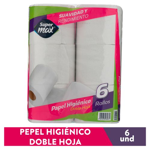 Papel Higiénico Supermax 330 Hojas Dobles 6 Rollos