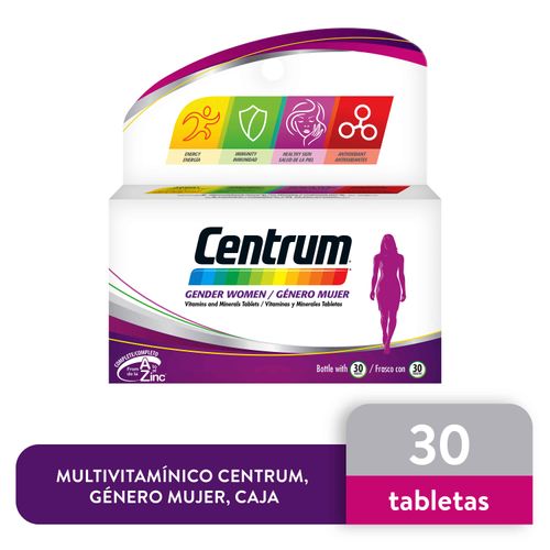 Multivitamínico Centrum Women, Caja 30 Tabletas