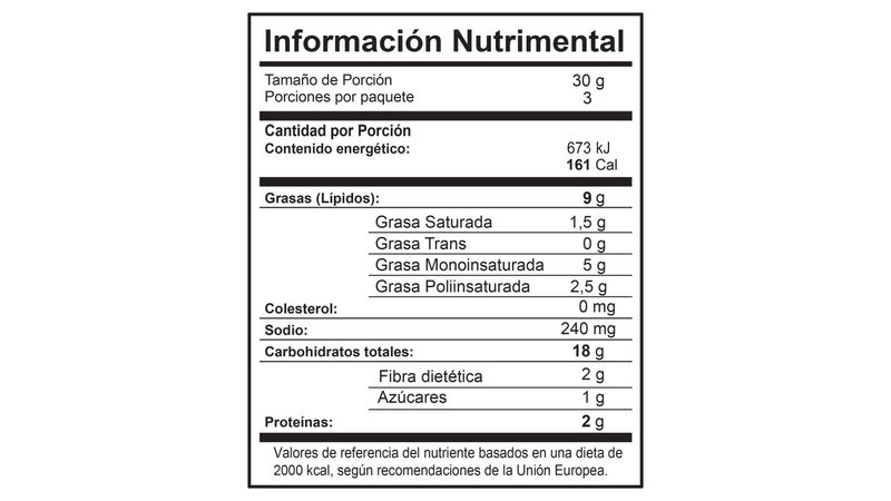 etiqueta nutricional de takis