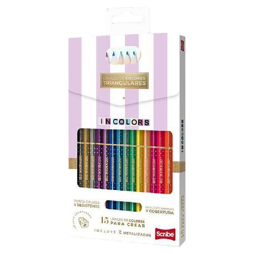 Lápiz de Color Scribe, Incolors Triangular C15