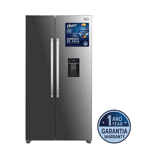 Refrigerador Oster Side By Side No frost Silver Con Dispensador De Agua. Tamaño: 18 Pies Cubicos