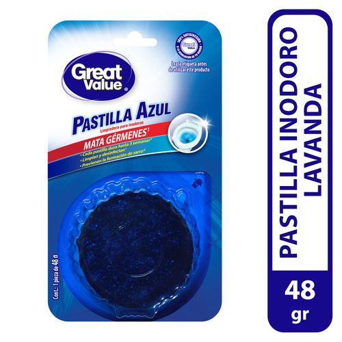 Pastilla Inodoro Great Value, azul- 48g