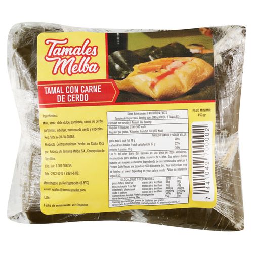 Tamales Melba con carne de cerdo - 450 g