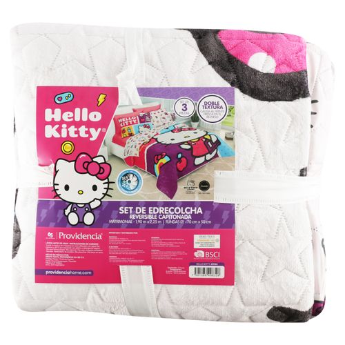 Set de edrecolcha Hello Kitty con estampado matrimonial - 3 pzas