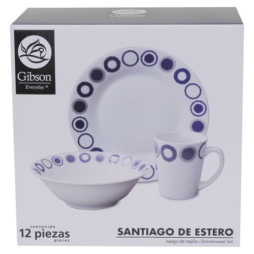 Juego de vajilla Gibson santiago de estrero - 12 pzas