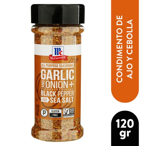 Condimento McCormick de ajo y cebolla con pimienta negra y sal marina - 120 g