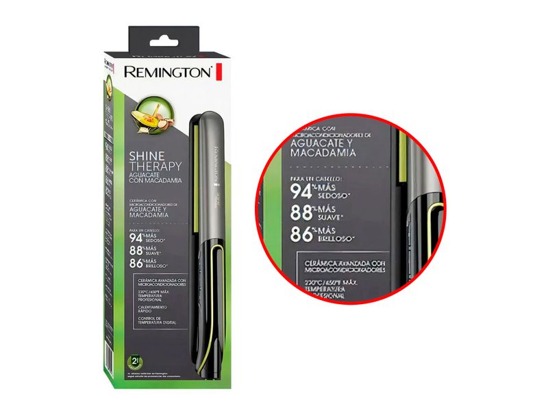 Plancha-de-cabello-Remington-Shine-Therapy-cer-mica-con-Aguacate-y-Macadamia-6-33431