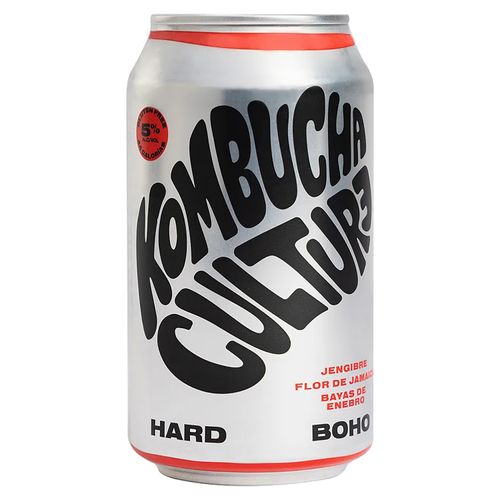 Bebida Kumbucha Cultura clásica sabor Jengibre flor de jamaica bayas de enebro   - 355 ml