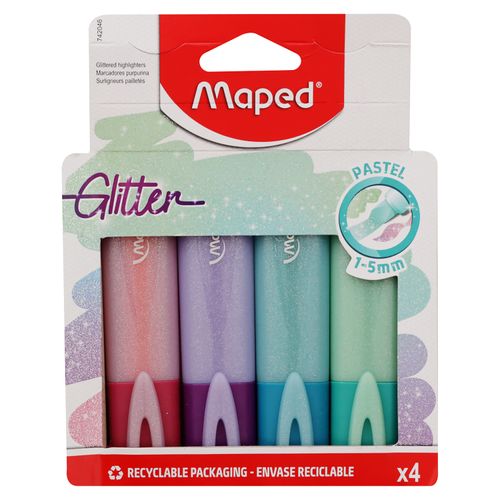 Resaltadores Maped pastel glitter colores variados - 4 uds