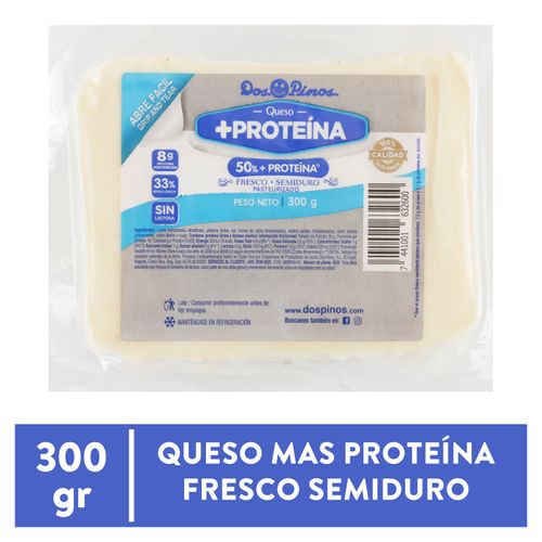 Queso Dos Pinos + Proteína Fresco Semiduro, Sin Lactosa - 300g