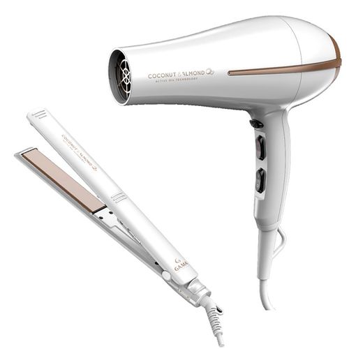 Combo Remington plancha y secadora para el cabello, coconut and almond con tecnología de aceite activo