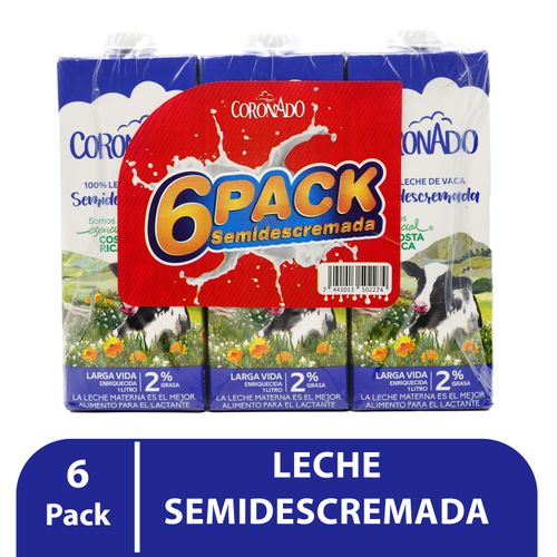 6 Pack Leche Coronado Liquida Semidescremada - 6000Ml