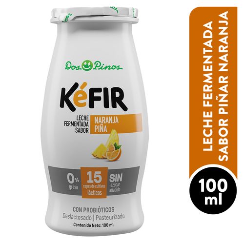 Yogurt Dos Pinos Kéfir Naranja-Piña, Deslactosado Con Probióticos - 100ml