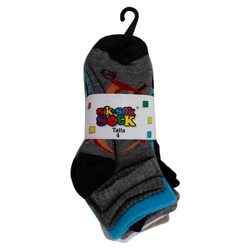 Calceta Sik Sak Sock, Niño variedad de Diseños -6 pzas/ talla4