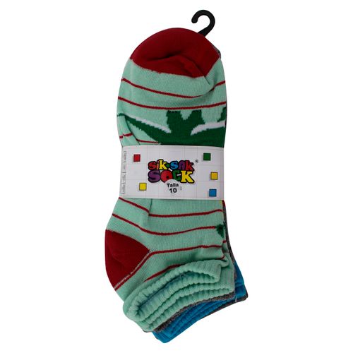 Calceta Sik Sak Sock, Niño variedad de Diseños -6 pzas/ talla 10