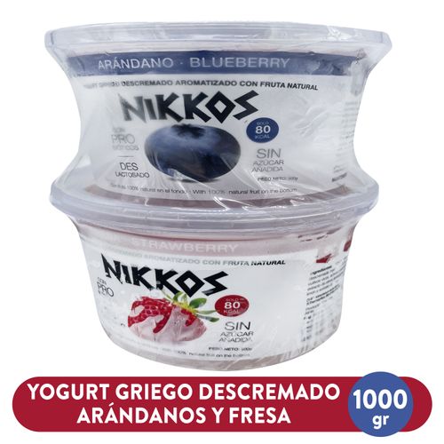 Yogurt Nikkos arándanos y fresa deslactosado - 1000 g