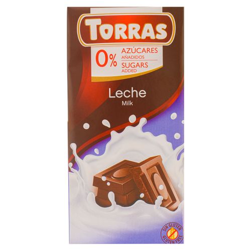 Chocolate Torras, Leche Sin Azúcar Barra - 75g