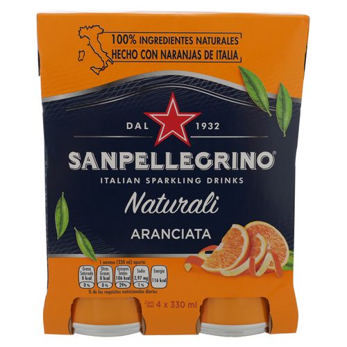 4 Pack Agua San Pellegrino Saborizada Aranciata -1320ml