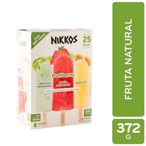 Helados Nikkos A Base De Agua Y Fruta 100% Natural Mixtos 6 Pack - 372g